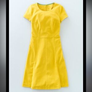 Boden Cotton Blend Yellow 8 Midi Dress A Line Cap Sleeve